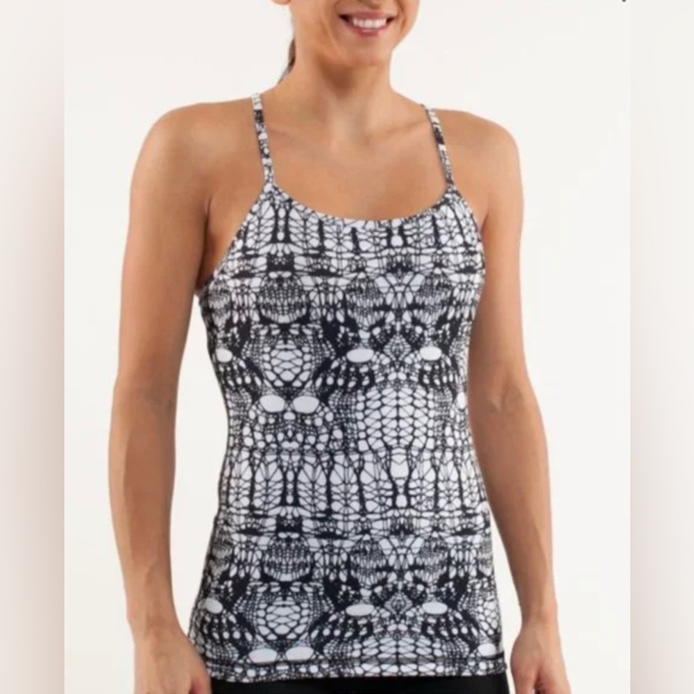 Lululemon Power Y Tank White Black and black